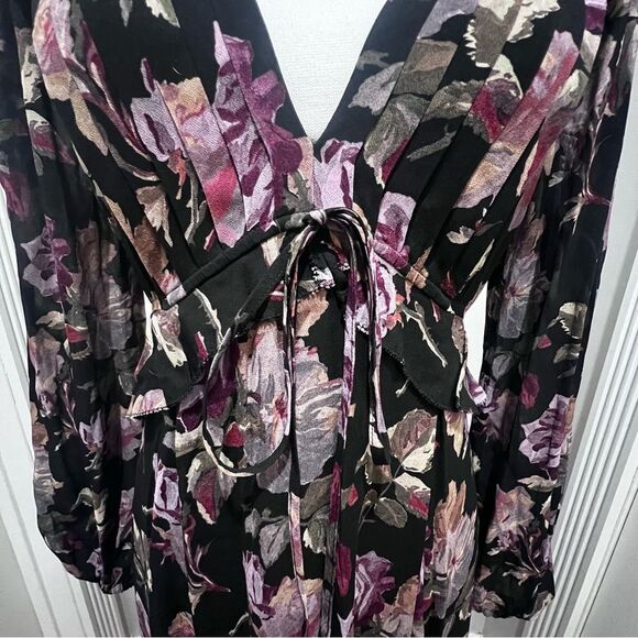 NWT The Kooples BLACK LONG FLORAL PRINT DRESS size 8 women's - Picture 10 of 16